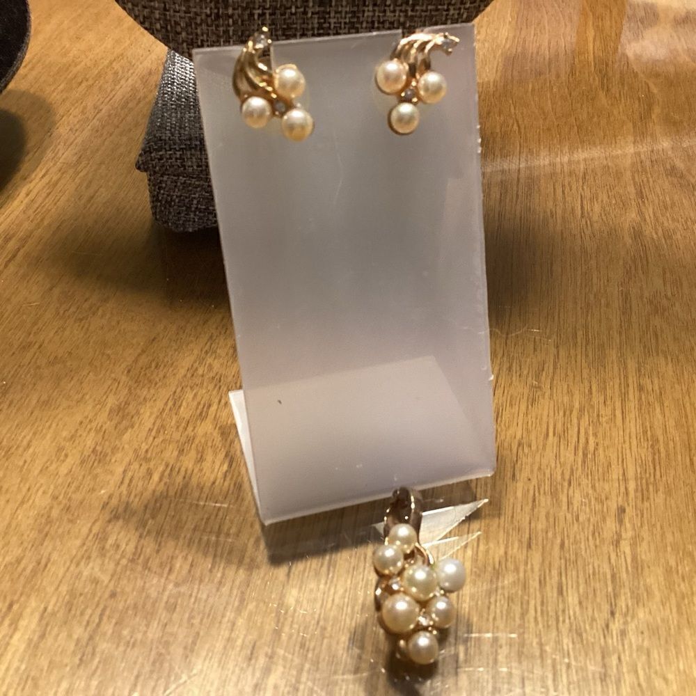 3 Piece Faux Pearl Goldtone Earring and Pendant Set